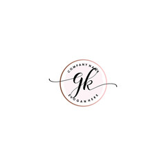 GK Initial handwriting logo template vector