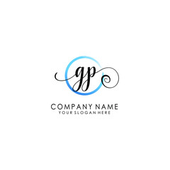 GP Initial handwriting logo template vector