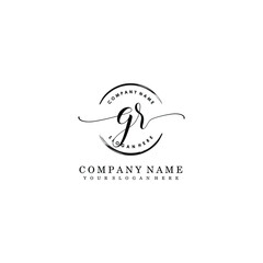 GR Initial handwriting logo template vector