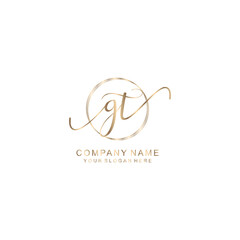 GT Initial handwriting logo template vector