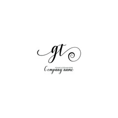 GT Initial handwriting logo template vector