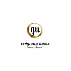 GU Initial handwriting logo template vector