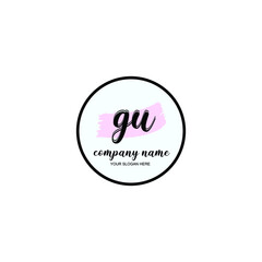GU Initial handwriting logo template vector