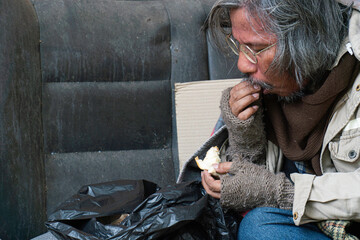 Homeless man And His Food.(eat as well)