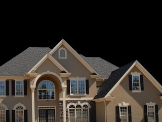 A large building in theblack background