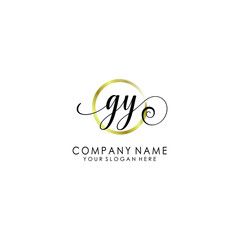 GY Initial handwriting logo template vector
