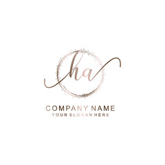 HA Initial handwriting logo template vector