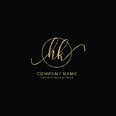 HK Initial handwriting logo template vector