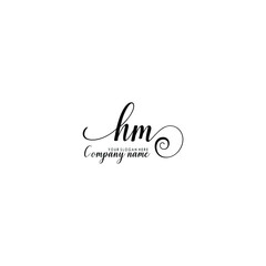 HM Initial handwriting logo template vector