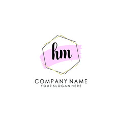 HM Initial handwriting logo template vector