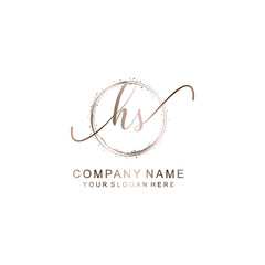 HS Initial handwriting logo template vector