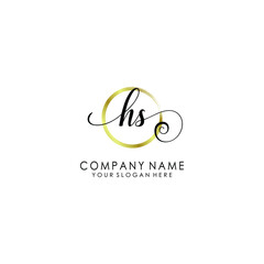 HS Initial handwriting logo template vector