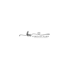 HU Initial handwriting logo template vector