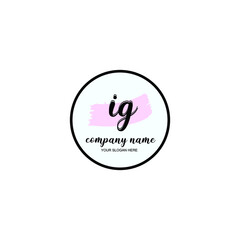 IG Initial handwriting logo template vector