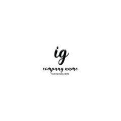 IG Initial handwriting logo template vector