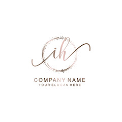 IH Initial handwriting logo template vector