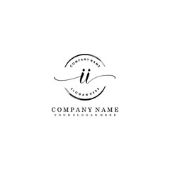 II Initial handwriting logo template vector