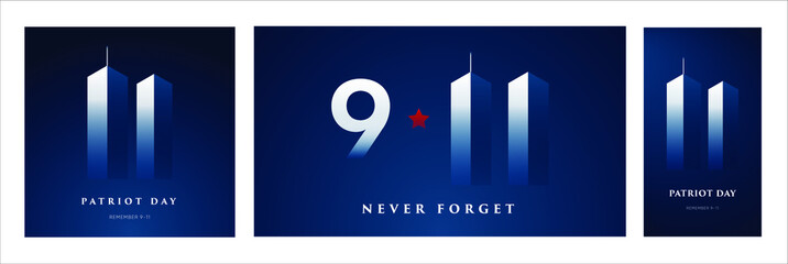 9/11 Patriot Day banner. USA Patriot Day card. September 11, 2001. We will never forget you. Vector design template for Patriot Day. - obrazy, fototapety, plakaty