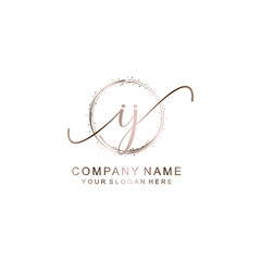 IJ Initial handwriting logo template vector