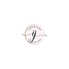IJ Initial handwriting logo template vector