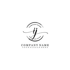 IJ Initial handwriting logo template vector