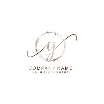IJ Initial handwriting logo template vector
