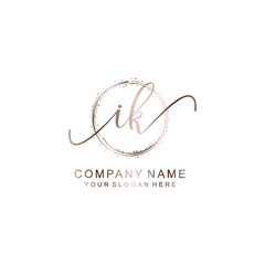 IK Initial handwriting logo template vector