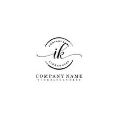 IK Initial handwriting logo template vector
