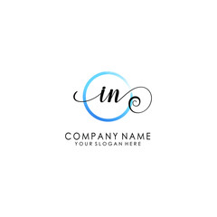 IN Initial handwriting logo template vector