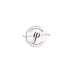 IP Initial handwriting logo template vector