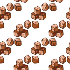 Seamless pattern with brown sugar, vector illustration