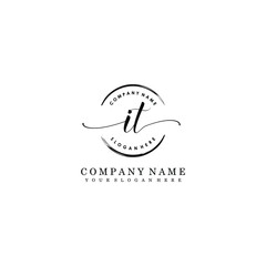 IT Initial handwriting logo template vector