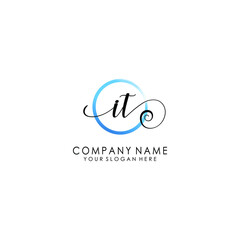 IT Initial handwriting logo template vector
