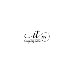 IT Initial handwriting logo template vector