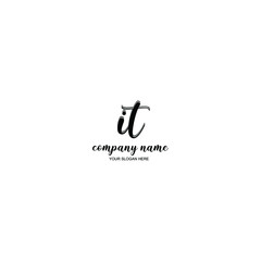 IT Initial handwriting logo template vector