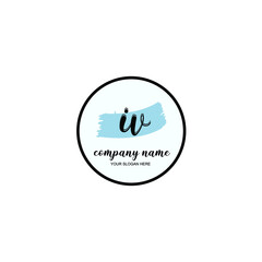 IV Initial handwriting logo template vector