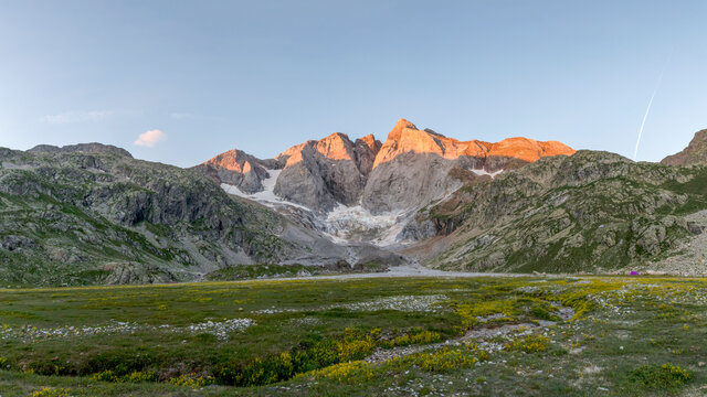 Vignemale mountain highest of the French Pyrenean summit in the Pyrenees National Park, Hautes-Pyrenees, France, Europe