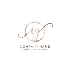 IY Initial handwriting logo template vector