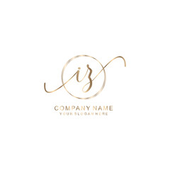 IZ Initial handwriting logo template vector