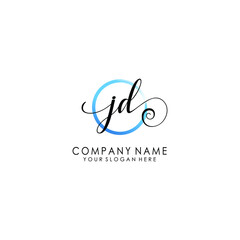 JD Initial handwriting logo template vector