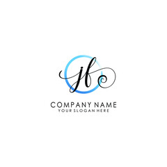 JF Initial handwriting logo template vector