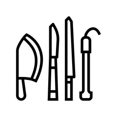 knives kitchen utensil line icon vector. knives kitchen utensil sign. isolated contour symbol black illustration