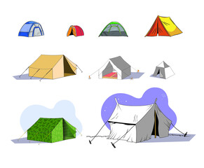 Set of tents. Vector illustration. camping tent vector icons