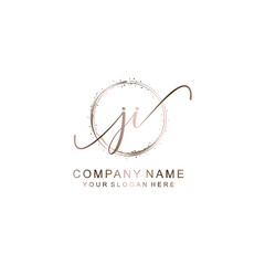 JI Initial handwriting logo template vector