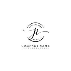 JI Initial handwriting logo template vector