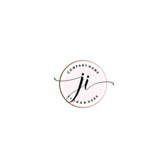 JI Initial handwriting logo template vector
