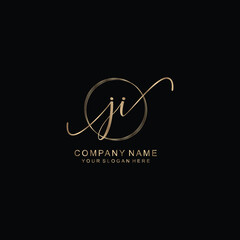 JI Initial handwriting logo template vector