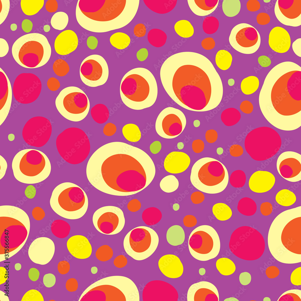 Poster abstract seamless repeating background of multicolored circles of different shapes