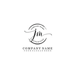 JM Initial handwriting logo template vector