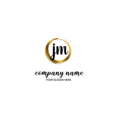 JM Initial handwriting logo template vector